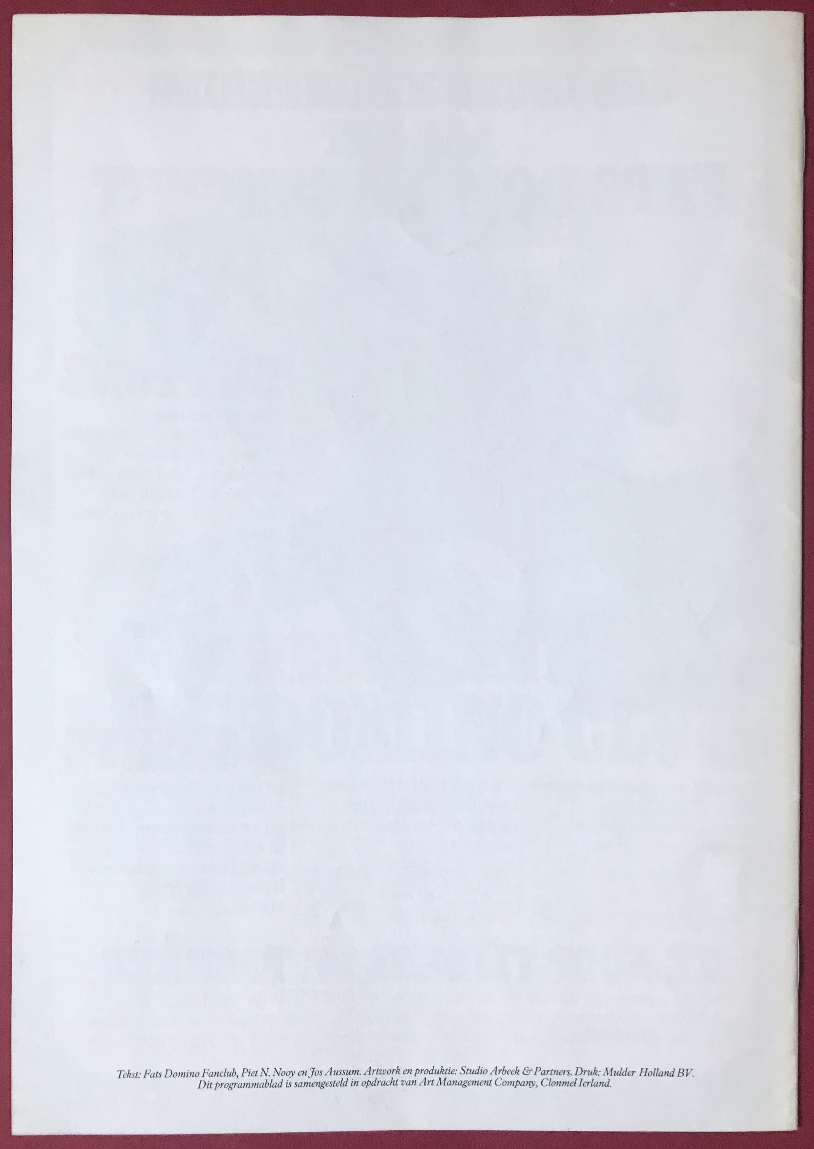 FATS DOMINO - SIGNED Tour program ca 1980 - 2