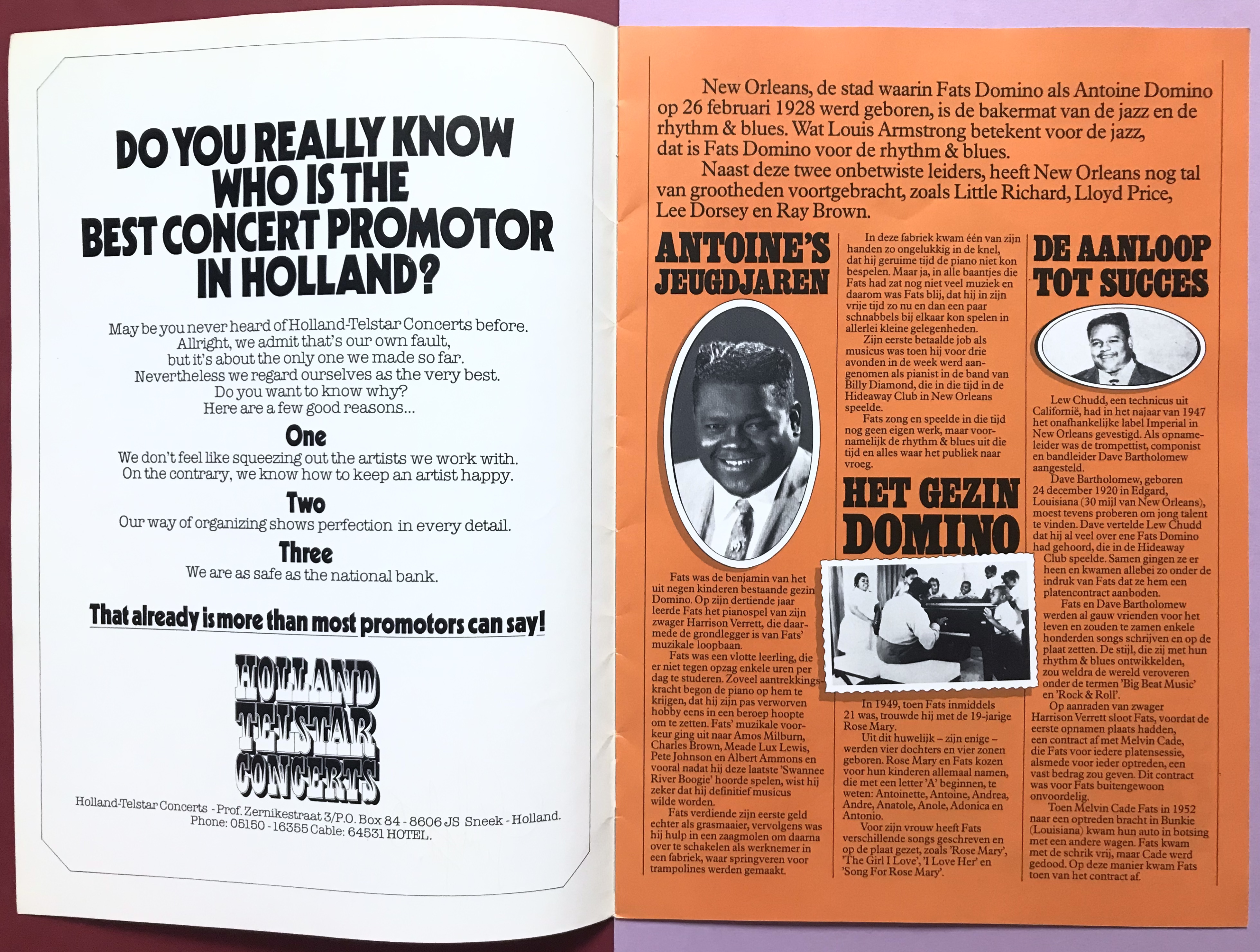 FATS DOMINO - SIGNED Tour program ca 1980 - 3