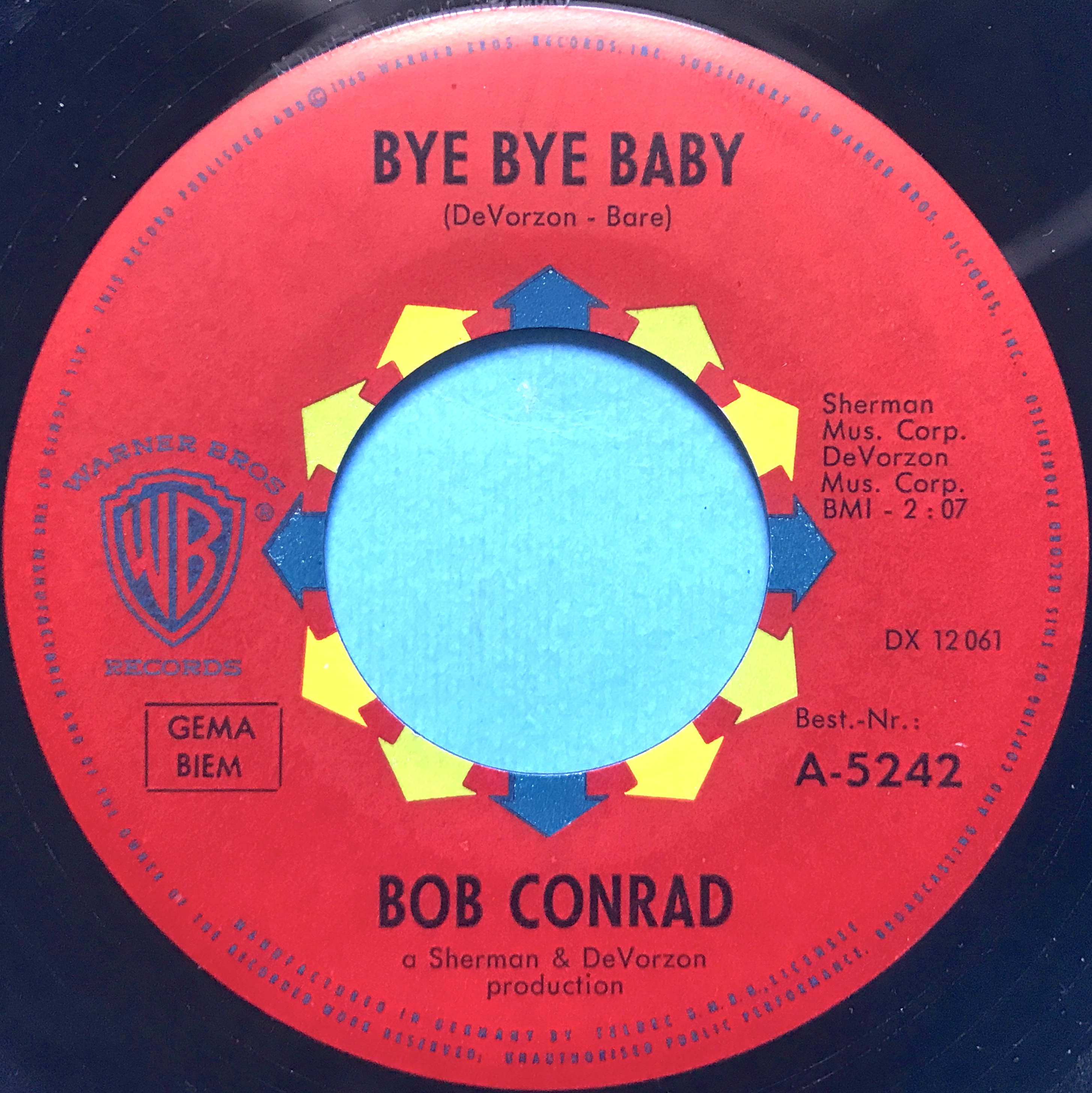 BOB CONRAD - Bye bye baby Tysk 45 1961 - 2