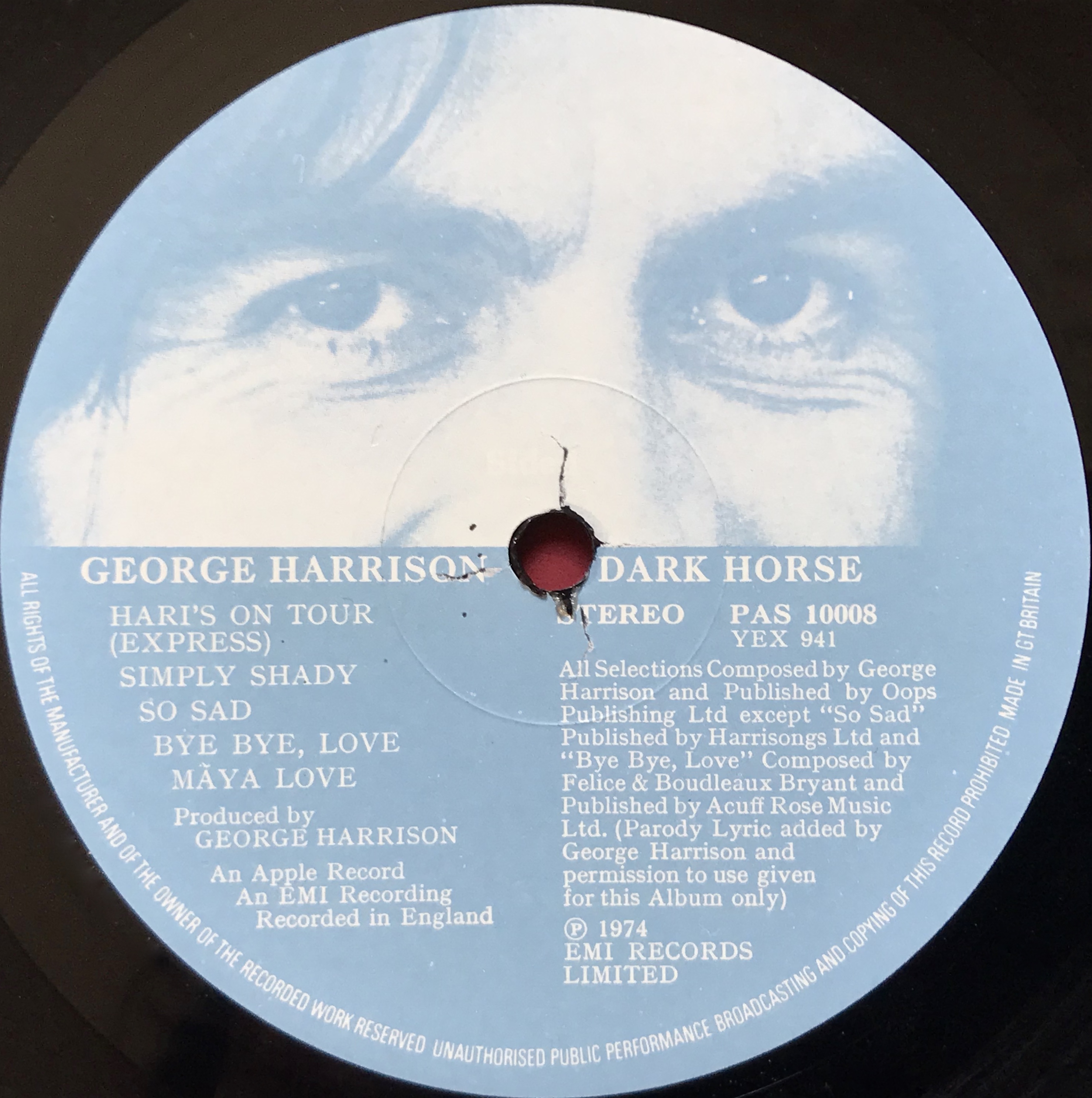 Nostalgipalatset - GEORGE HARRISON - Dark horse UK-orig LP 1974