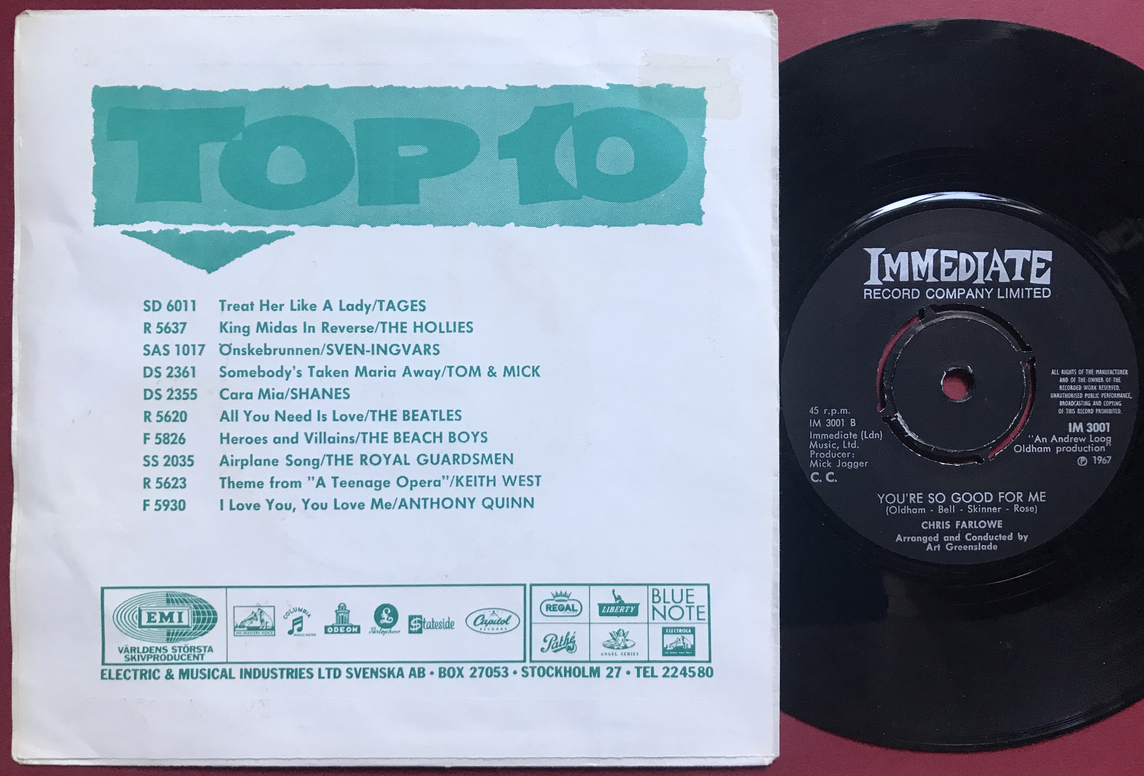 CHRIS FARLOWE - Paint it black Swe PS 1967 - 2