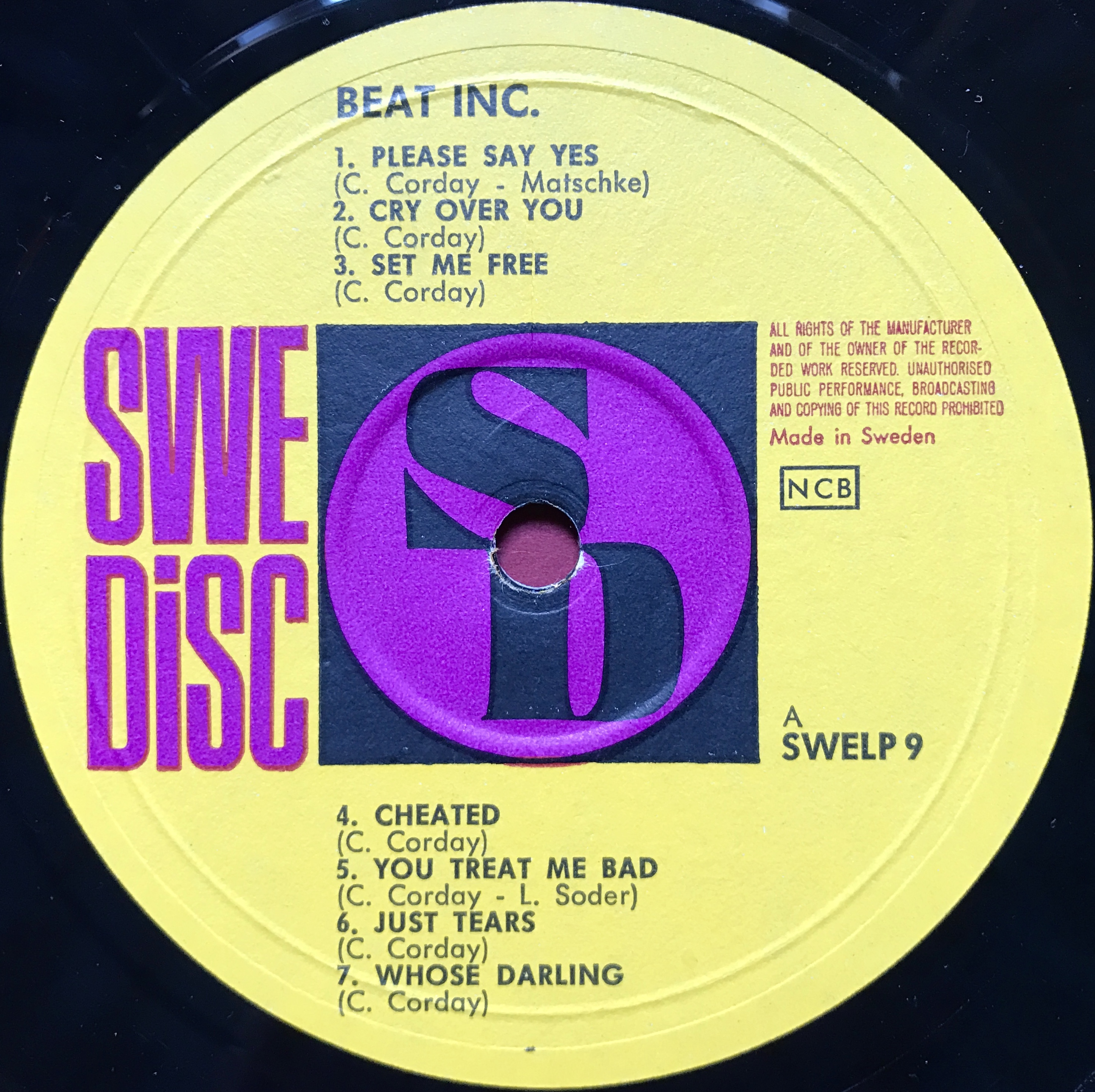 BEAT INCORPORATED - "same" Swe-orig LP 1964 - 3