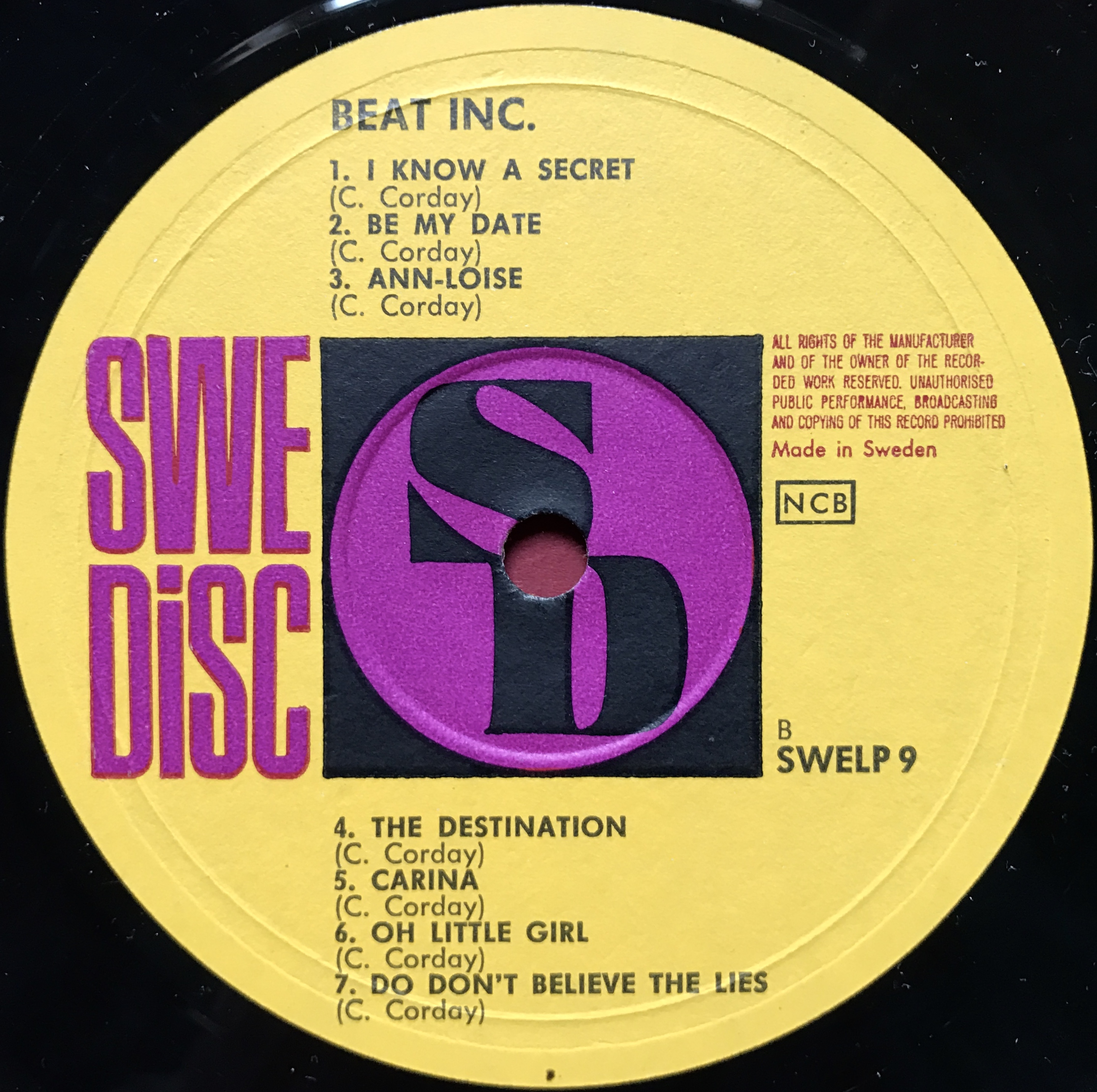 BEAT INCORPORATED - "same" Swe-orig LP 1964 - 4