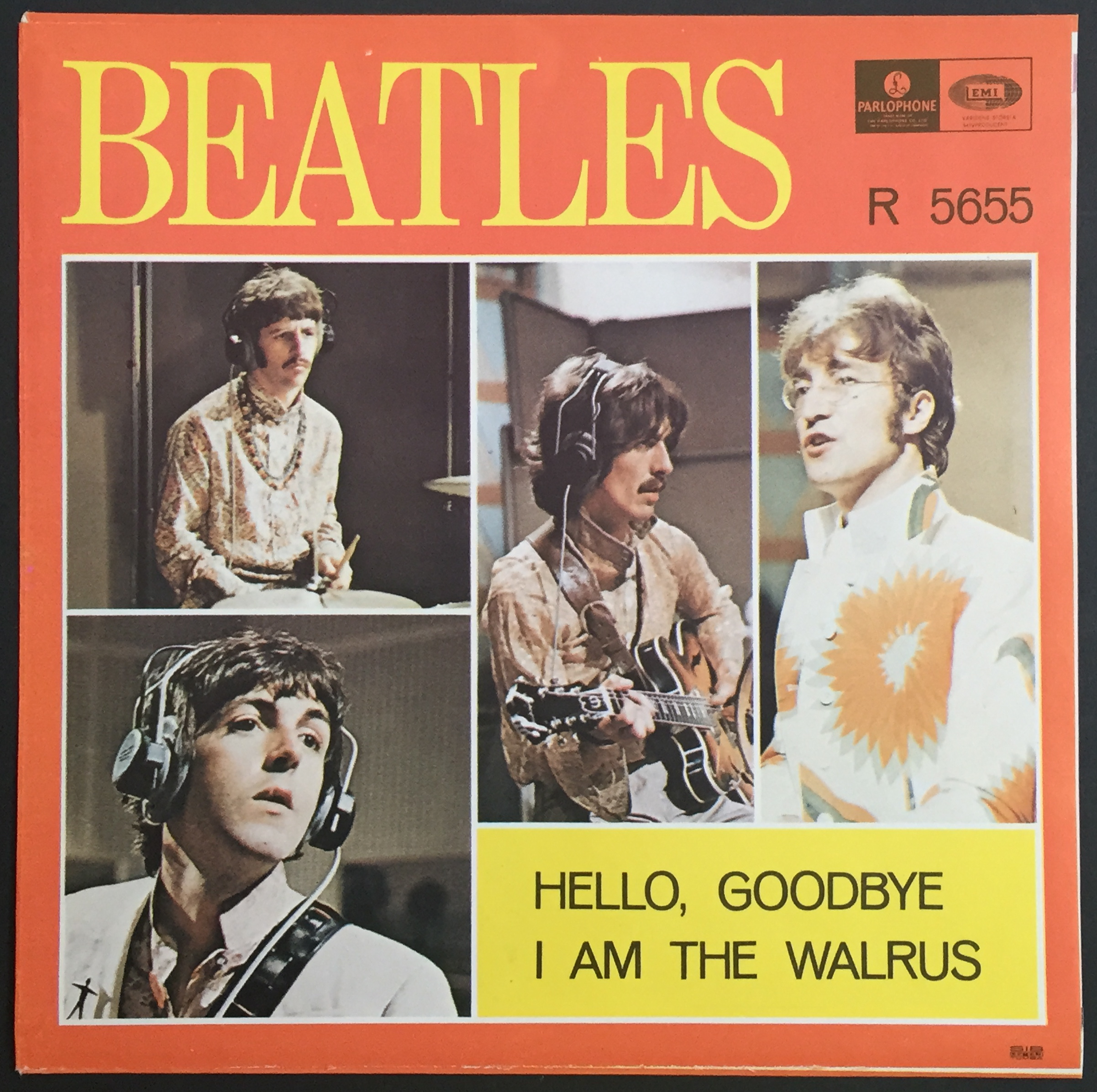 BEATLES - Hello, goodbye 7" Swe 1967 PS ONLY - Archive copy / MINT-!