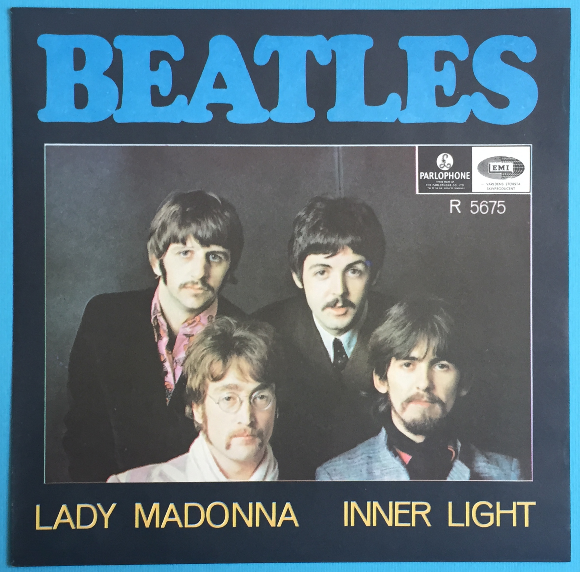 BEATLES - Lady Madonna 7" Swe 1968 PS ONLY - Archive copy / MINT-!