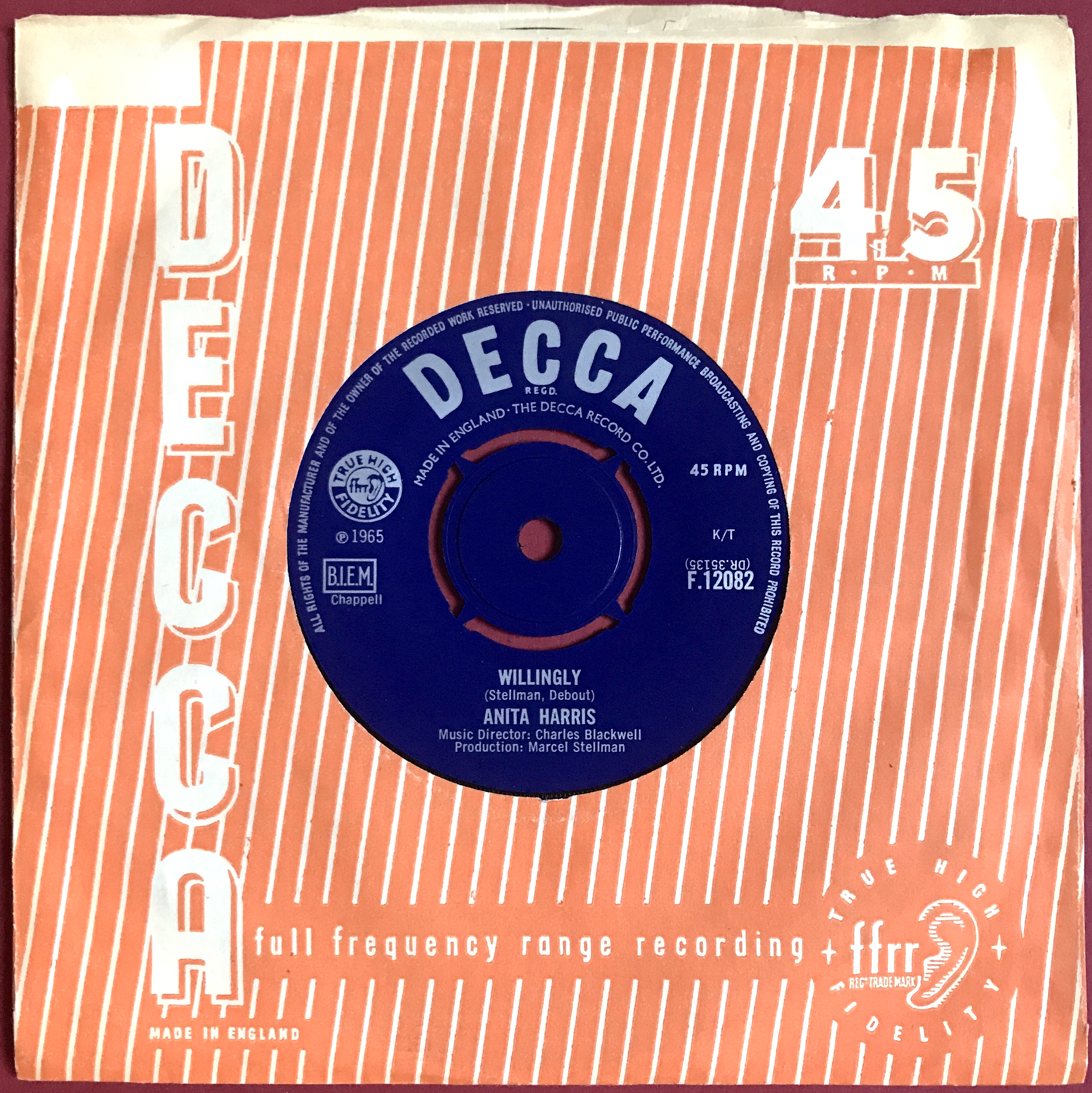 ANITA HARRIS - Willingly / At Last Love UK 45 1965 M-!