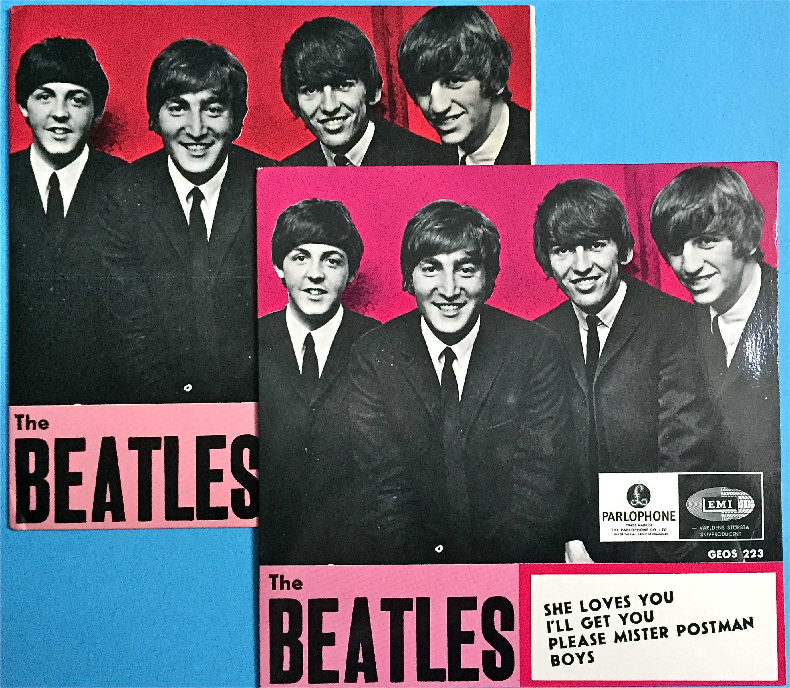 BEATLES - She loves you +3 Swe EP 1964 Rare PINK - PS ONLY - Archive copy / MINT-! - 2
