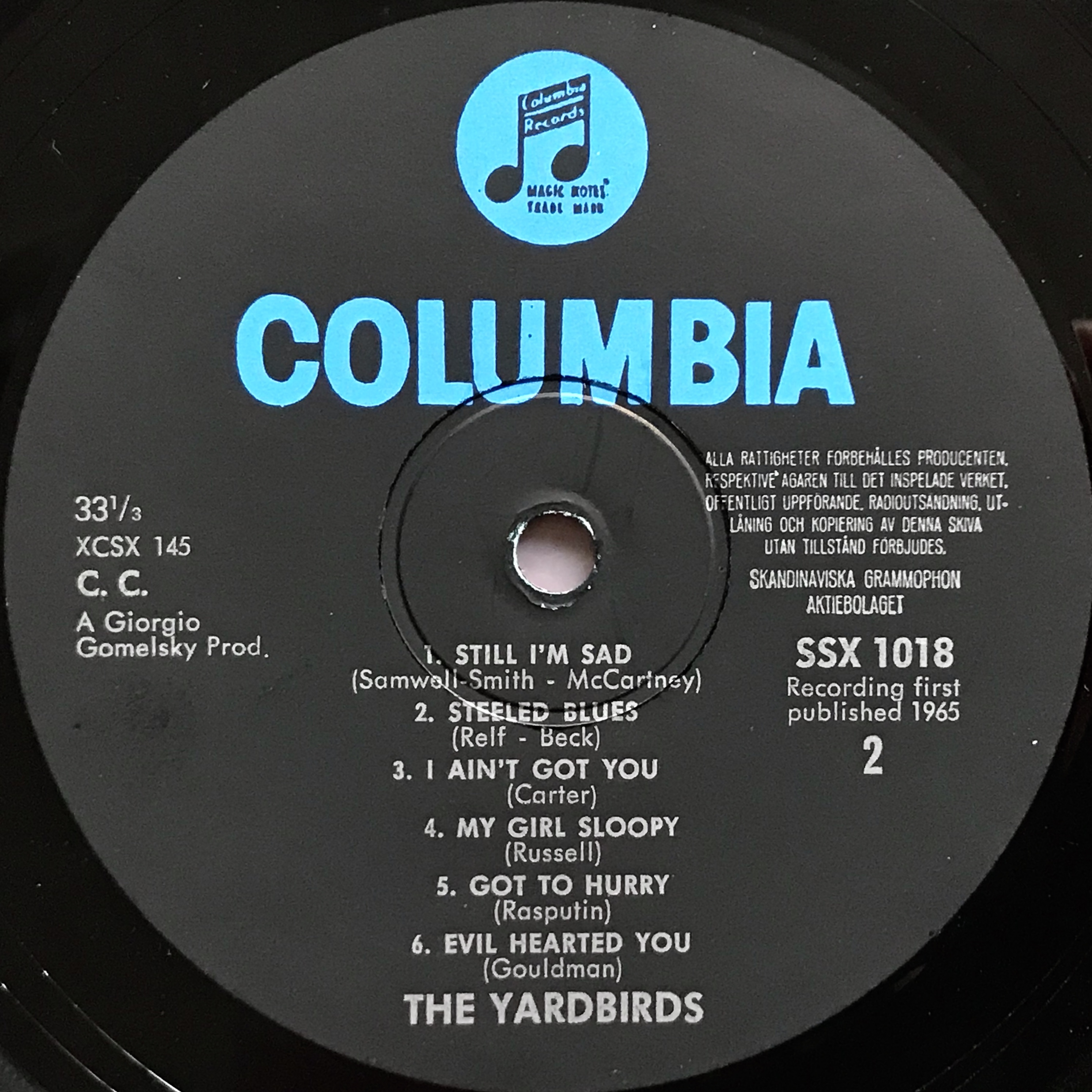 YARDBIRDS -"same"  Swe-orig "Big bass cover" LP 1965 - 4