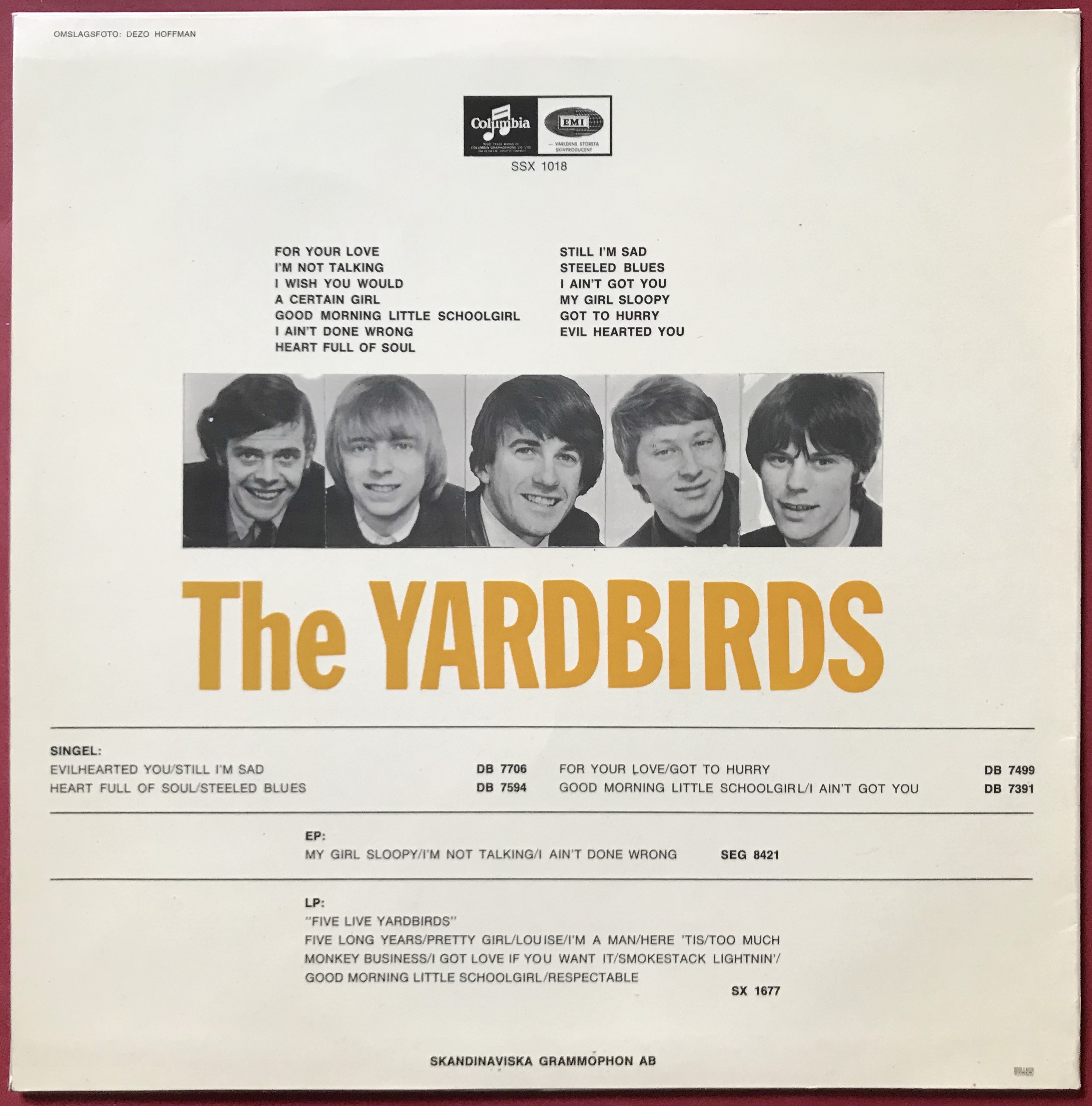 YARDBIRDS -"same"  Swe-orig "Big bass cover" LP 1965 - 2