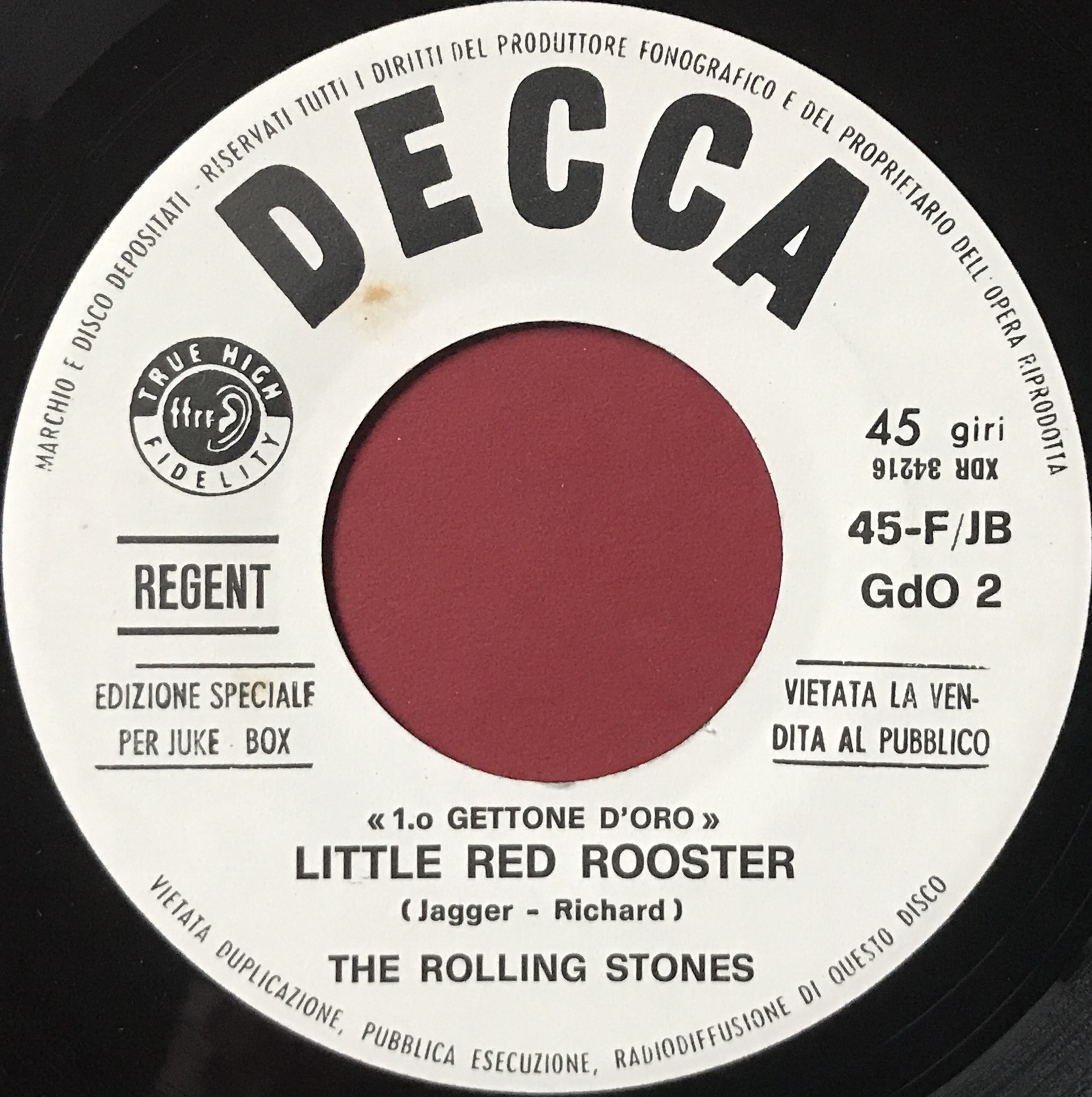 ROLLING STONES - Little red rooster / Get off of my cloud Italien Jukebox PROMO 45  1965
