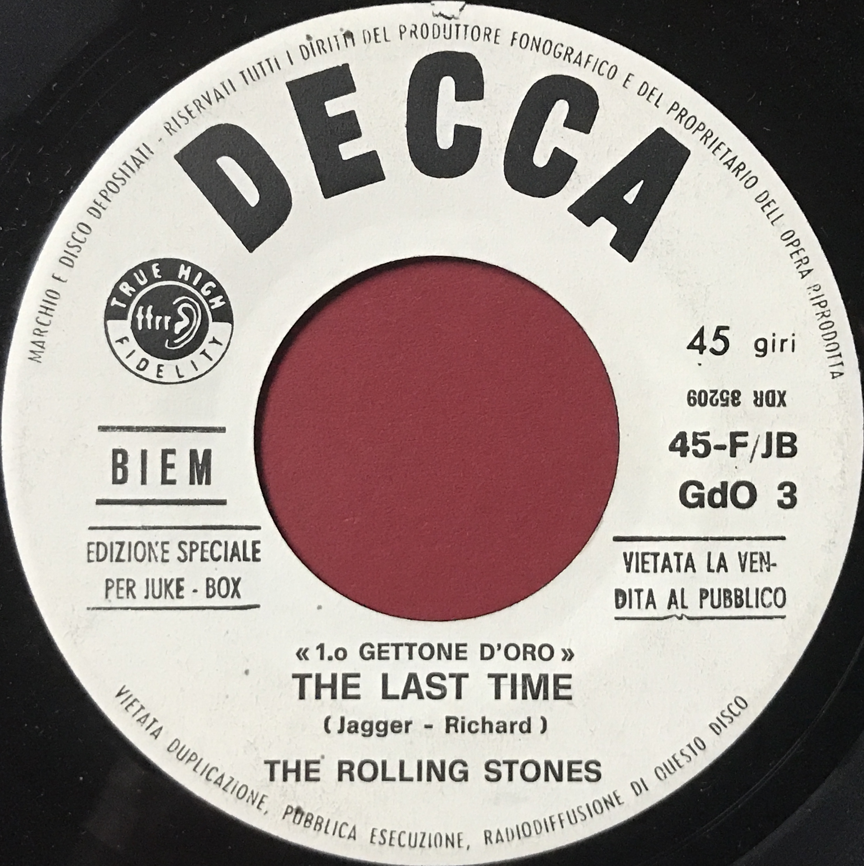 ROLLING STONES - The last time / Lady Jane Italien Jukebox PROMO 45  1966