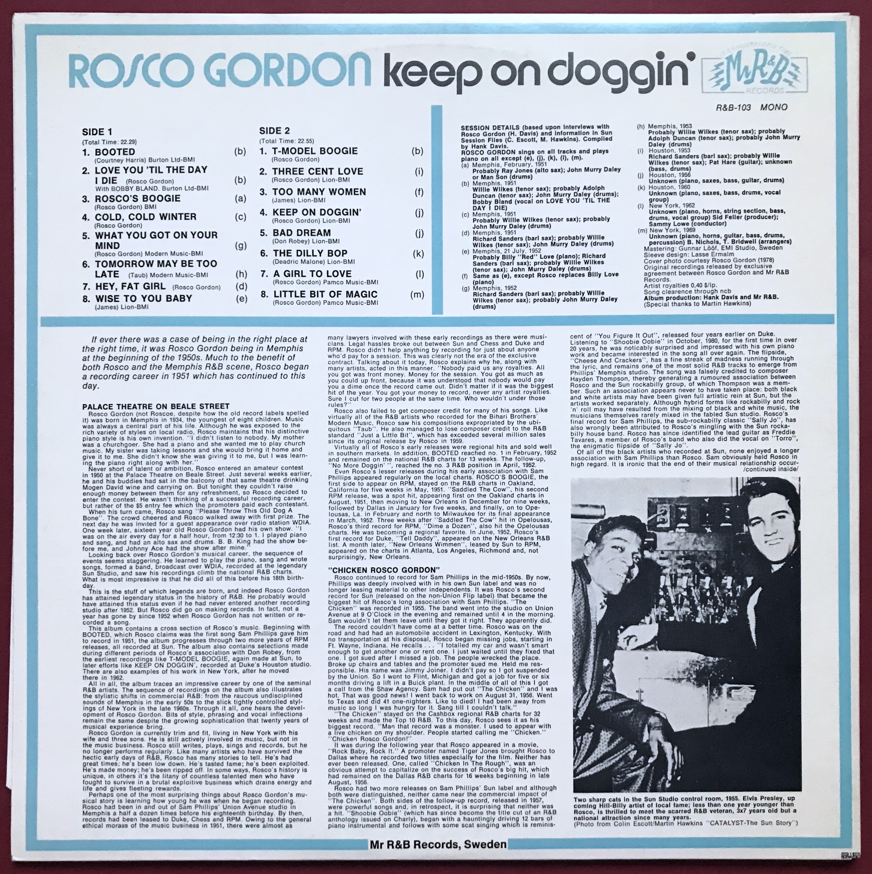 ROSCO GORDON - Keep on doggin´ SIGNED LP 1981 - 3