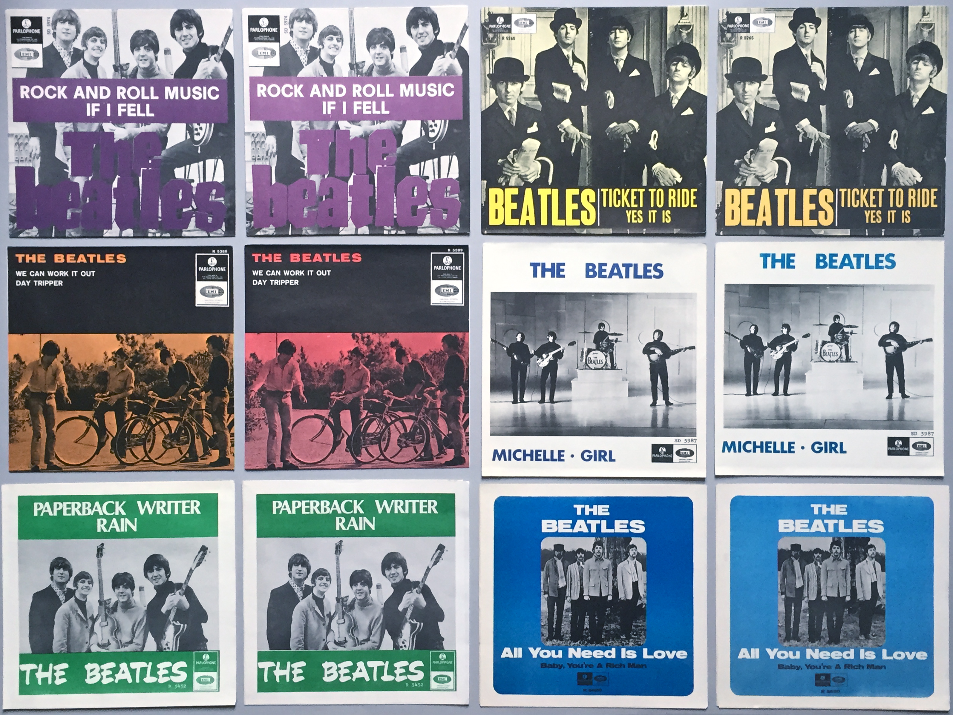 * BEATLES - Swedish sleeves 1965-70 SET of 19 / MINT-!