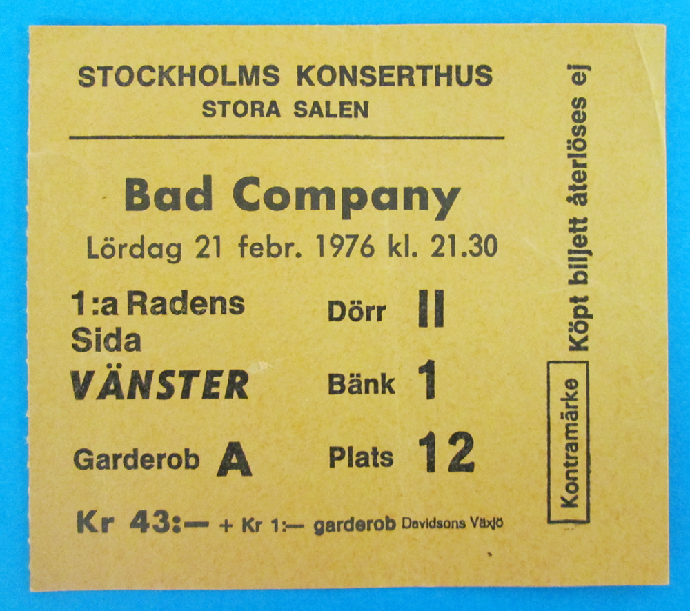 BAD COMPANY - Stockholm 1976