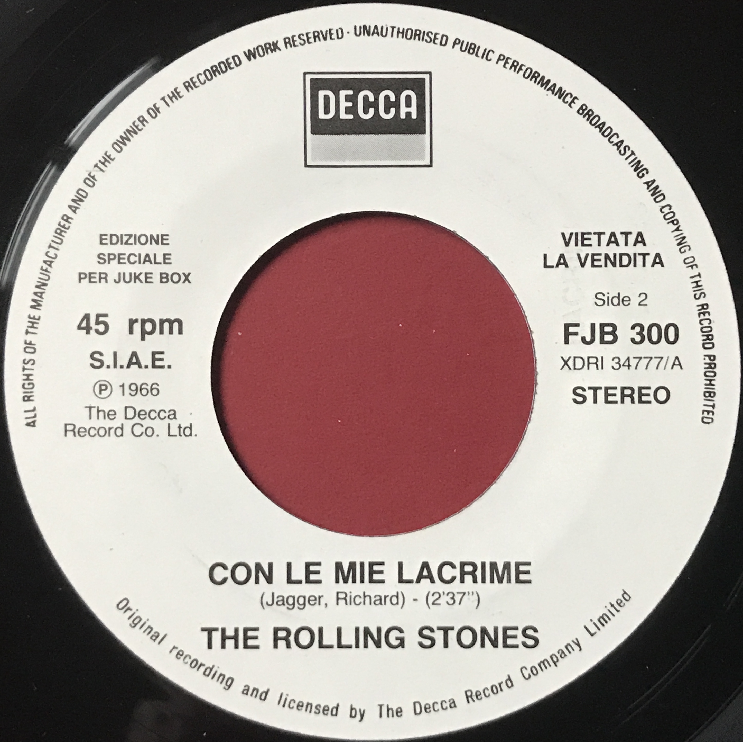 Nostalgipalatset ROLLING STONES Satisfaction / Con le mie lacrime Italy Jukebox PROMO 45 1982 Nostalgipalatset ROLLING STONES Satisfaction / Con le mie lacrime Italy Jukebox PROMO 45 1982