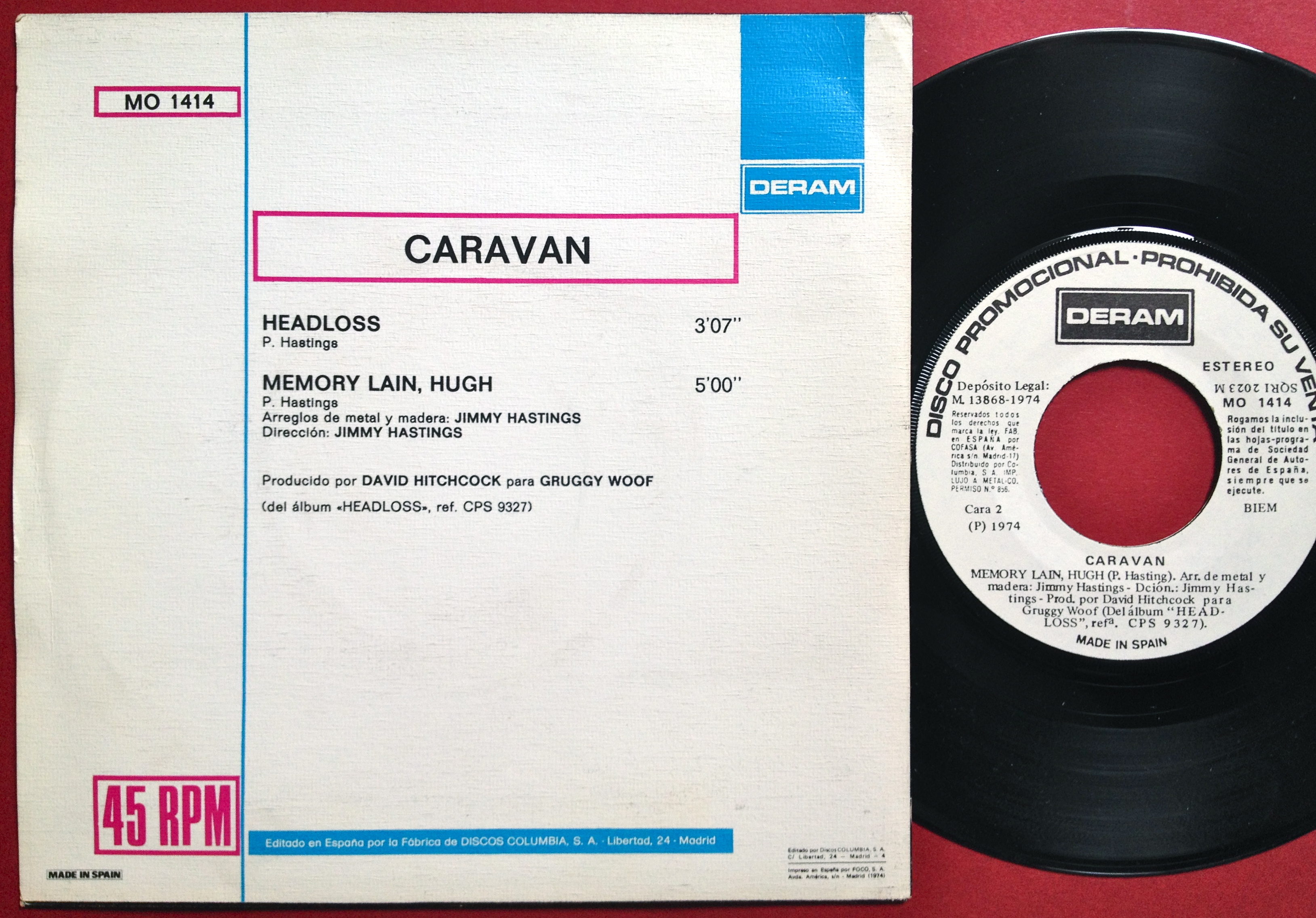 CARAVAN - Memory loss Spain Rare Promo PS 1974 - 2