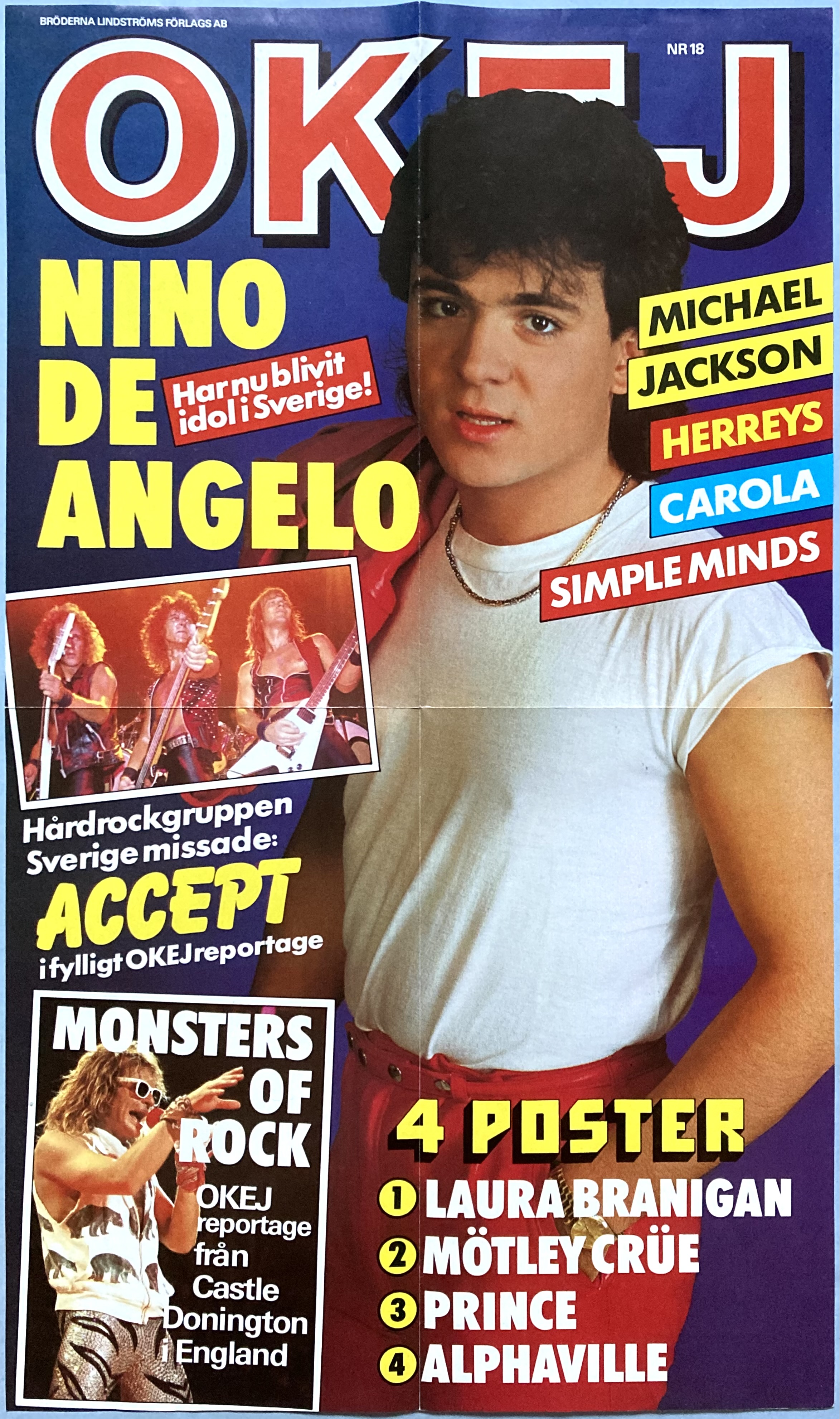 OKEJ No 18 - NINO DE ANGELO, ACCEPT Pop magazine bill (1984)  - 2