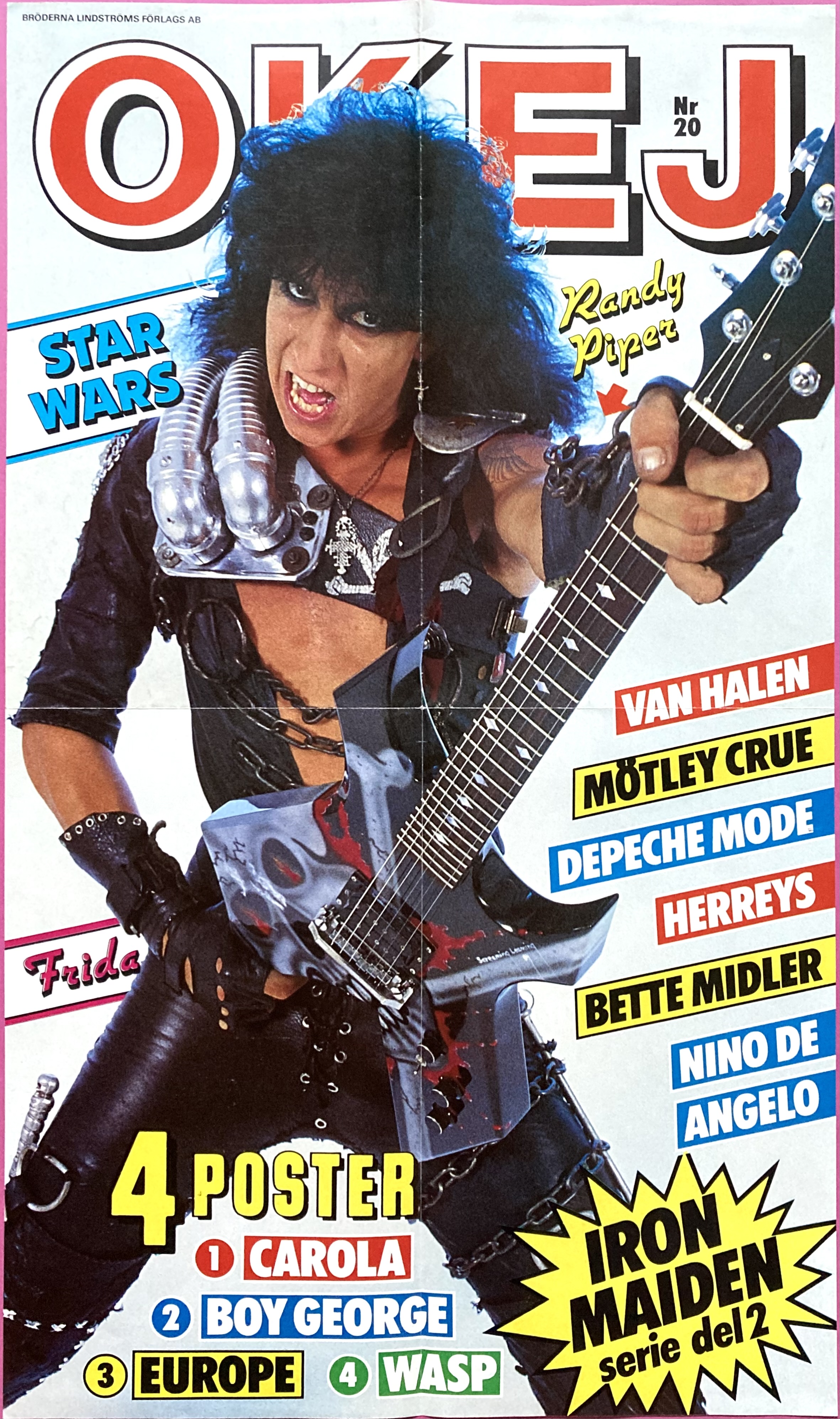 OKEJ Nr 20 - RANDY PIPER (WASP) Löpsedel (1984)  - 3