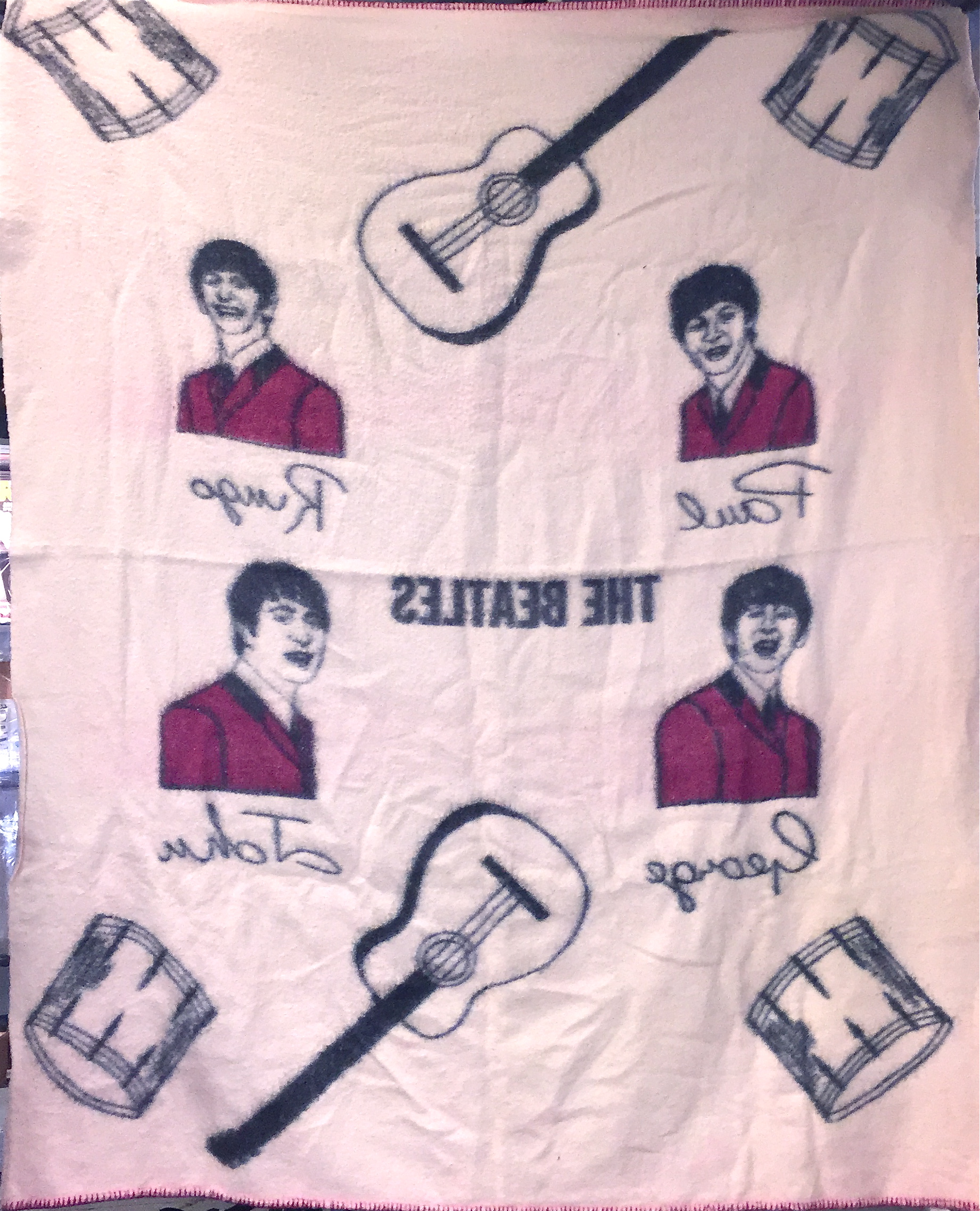 BEATLES - Jättestor FILT Witney blanket England 1964 - RARE! - 2
