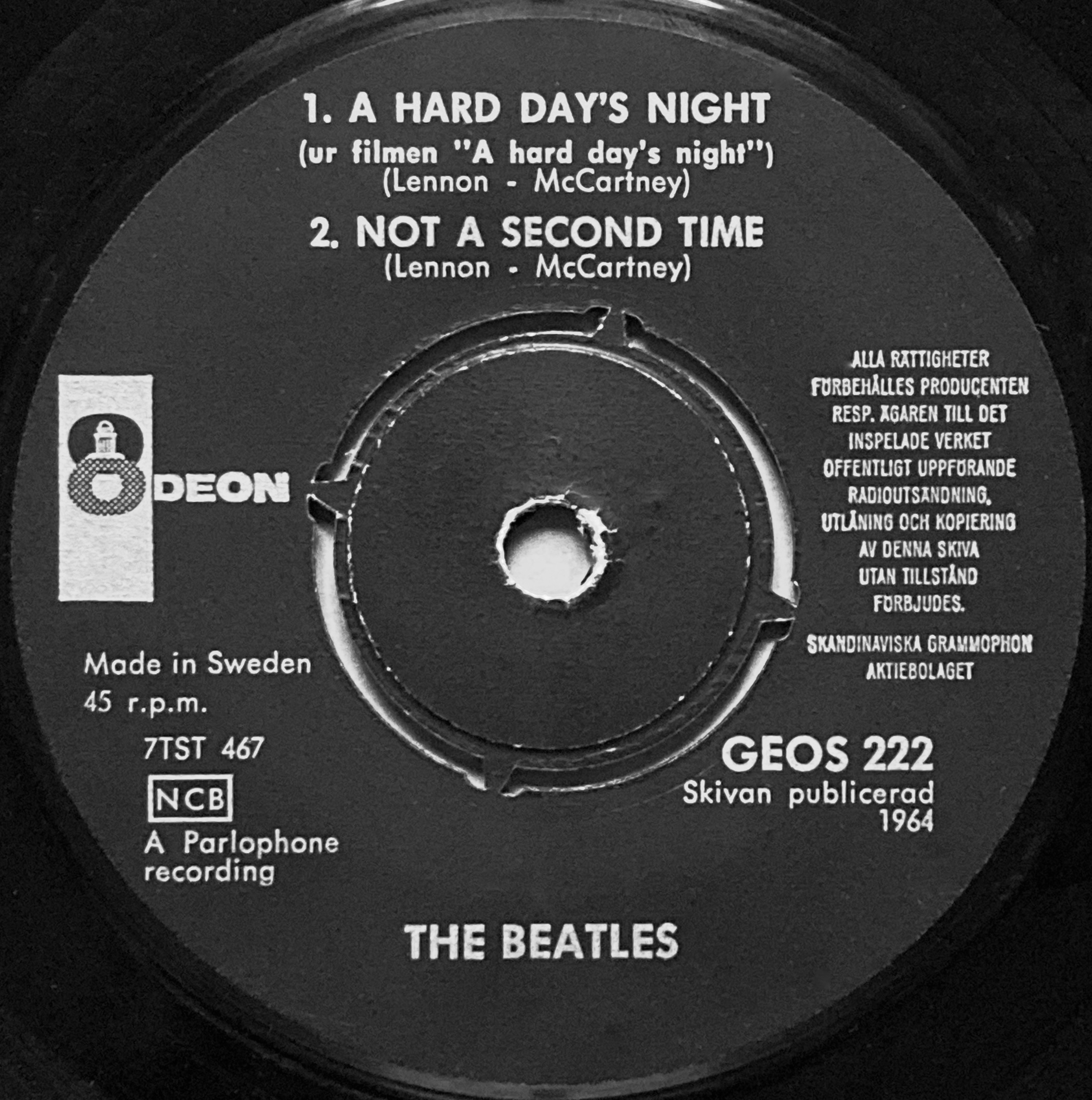 BEATLES - A hard days night +3 Felmatch Swe EP 1964 - 3