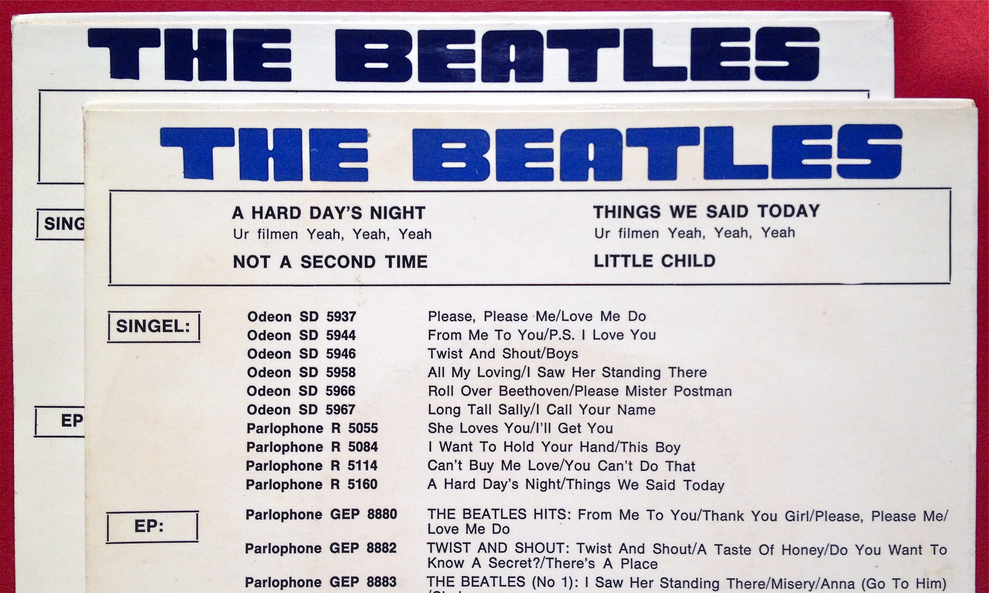 BEATLES - A hard days night +3 Felmatch Swe EP 1964 - 7