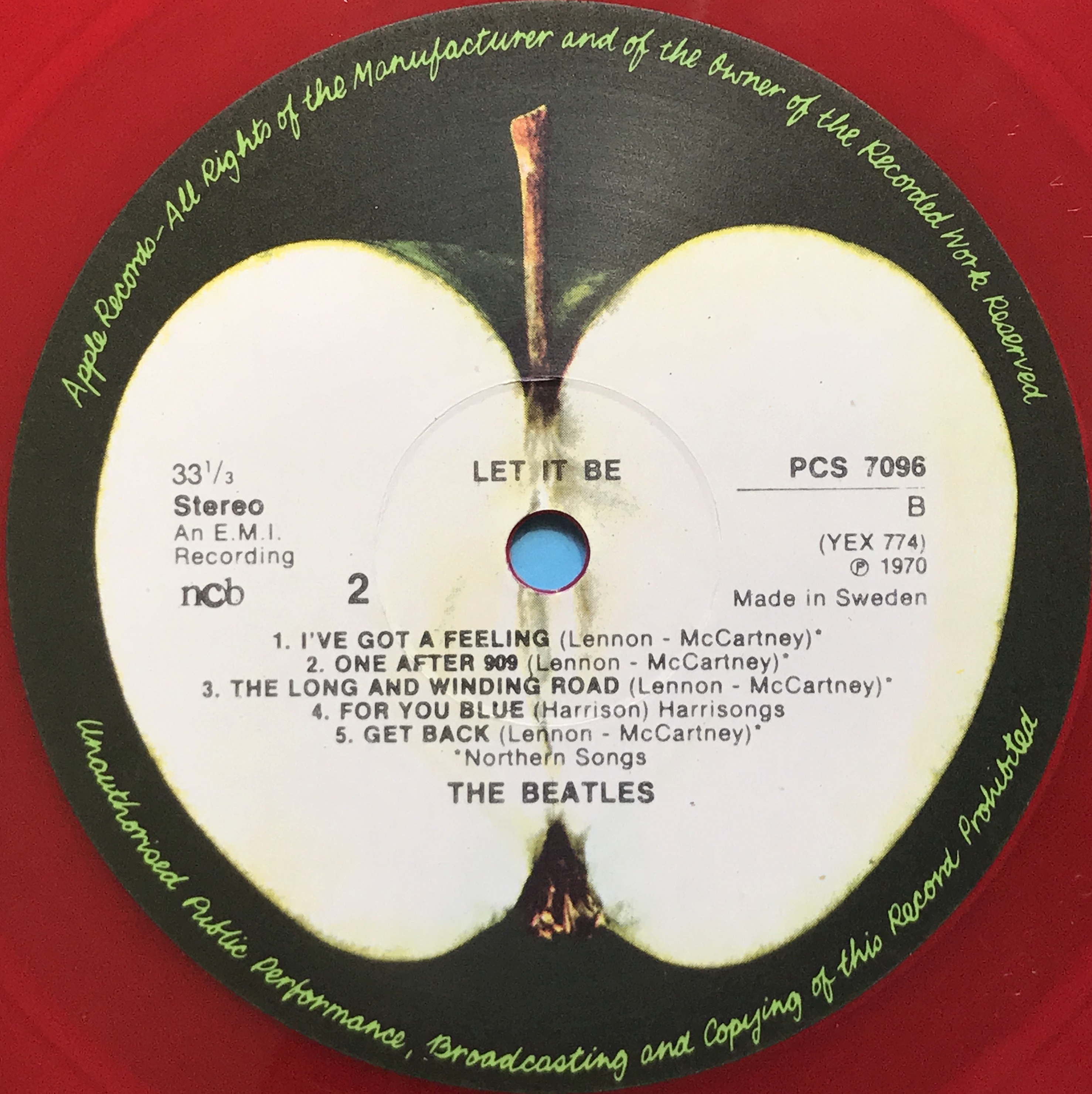 BEATLES - Let it be Swe-orig RED vinyl LP 1978 - 5