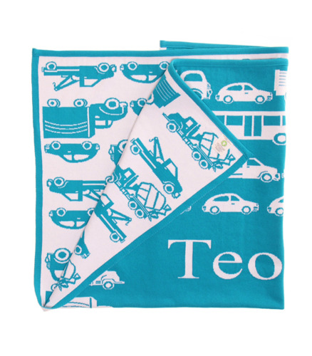 Manta de bebé con coches y con nombre. XL - 10