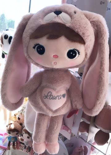 Powder Pink Bunny 70 cm - dukke med barnets navn  - 3