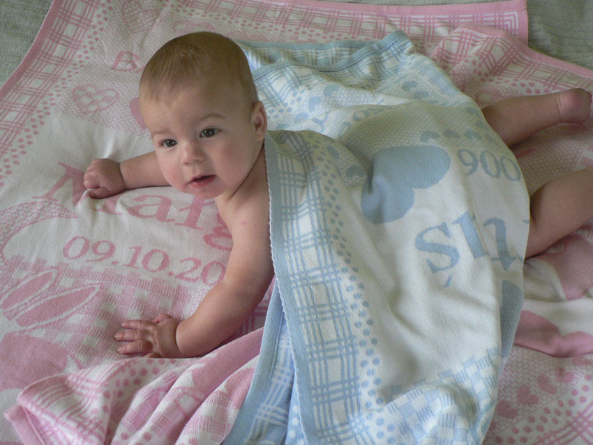 Personlig babypledd med barnets navn.  Lavendel farge - 15