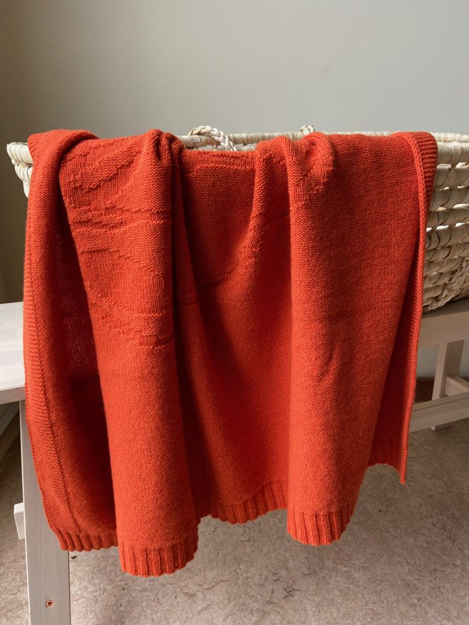 Filt 100% merino lammull "orange" Teddy för barn