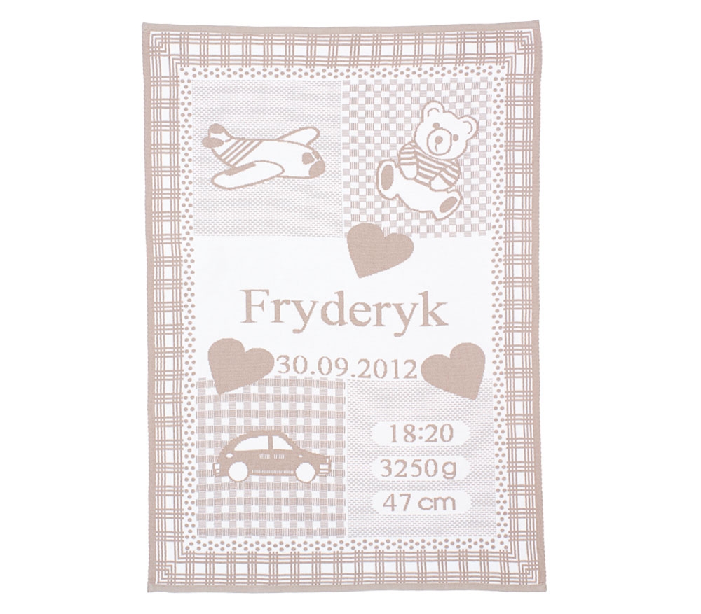 Personlig babyteppe med barnets navn i beige farge - 4