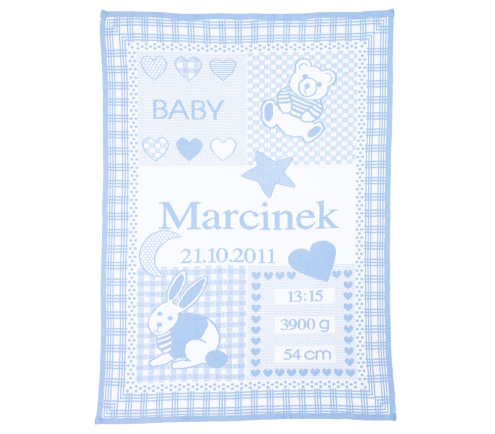 Personlig babyteppe med babyens navn og kanin - 11