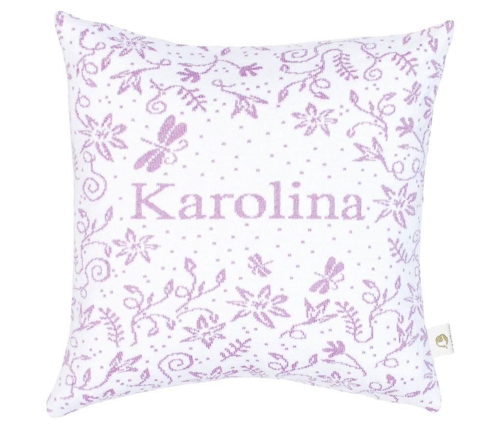 Pillowcase with baby's name and flowers. Light blue - 5