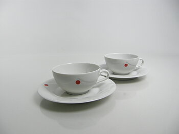 Kaffekoppar och fat, 2 st, Quattro Rosso, BW