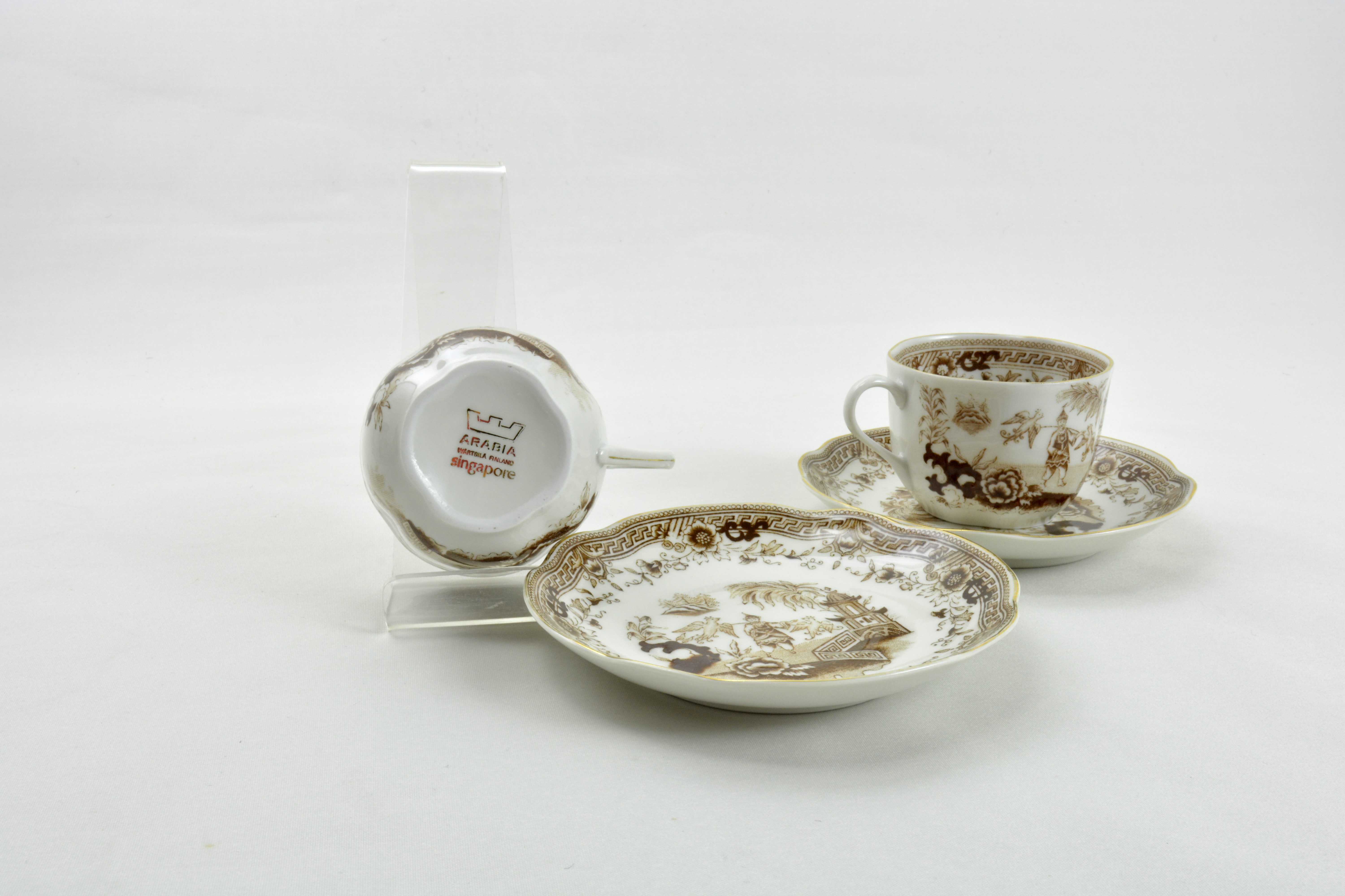 Kaffekopp och fat 2 st, Singapore, brun - 2