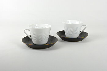 Kaffekoppar och fat 2 st, Oksa, risporslin, HKF