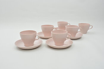 Kaffekoppar och fat, 5 st, rosa