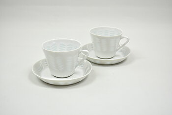 Kaffekoppar och fat 2 st, Oksa, risporslin, HKF