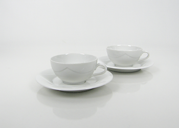 Kaffekoppar och fat, 2 st, Quattro Bianco, BW