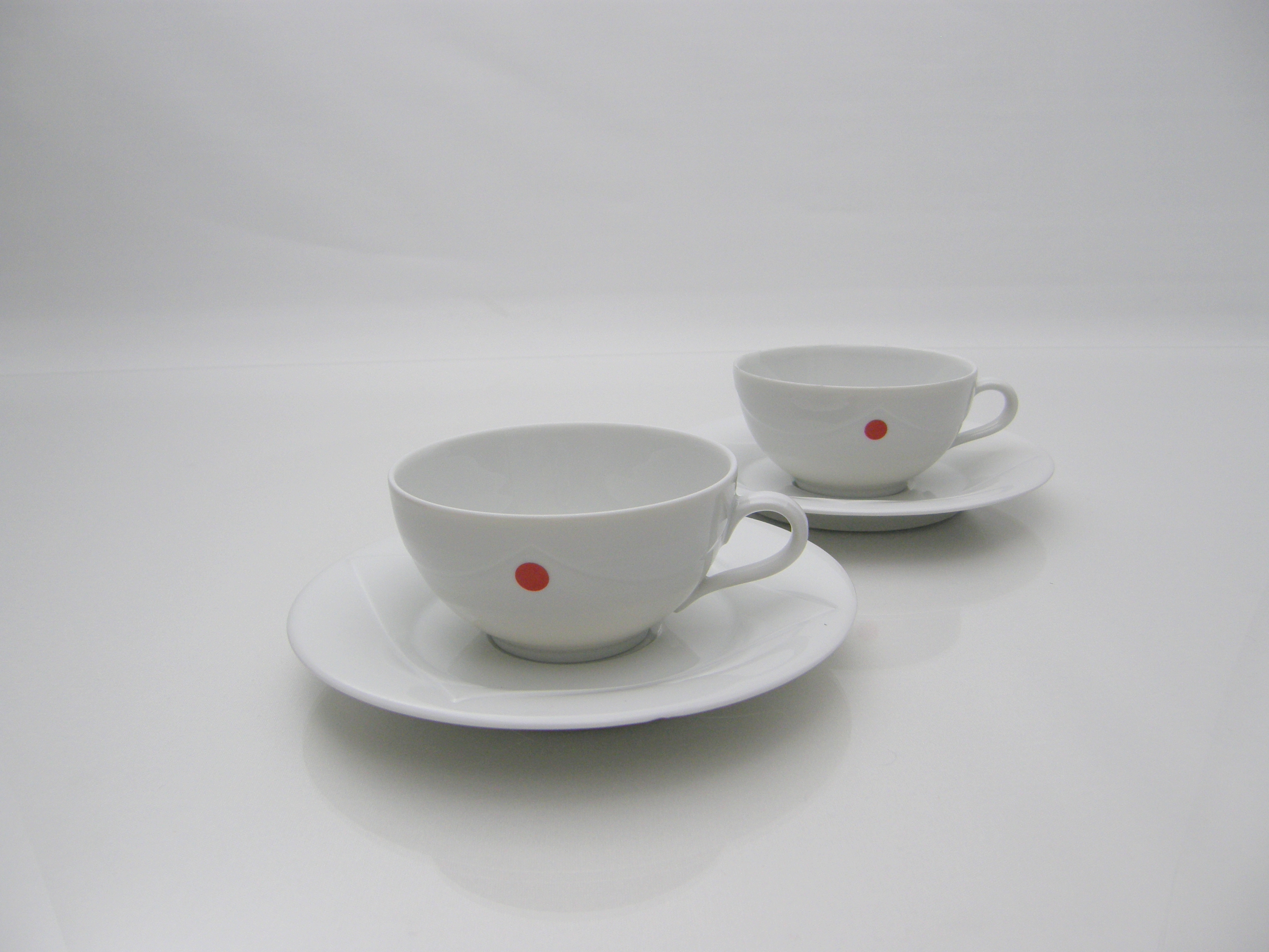 Kahvikupit ja alusvadit, 2 kpl, Quattro Bianco-Rosso, BW