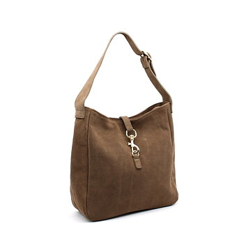 Shoulder bag suede taupe