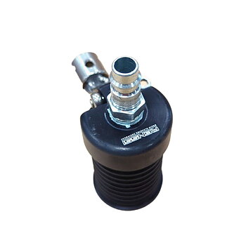 End plug DN40mm. with air connection and bracket for operating rod.