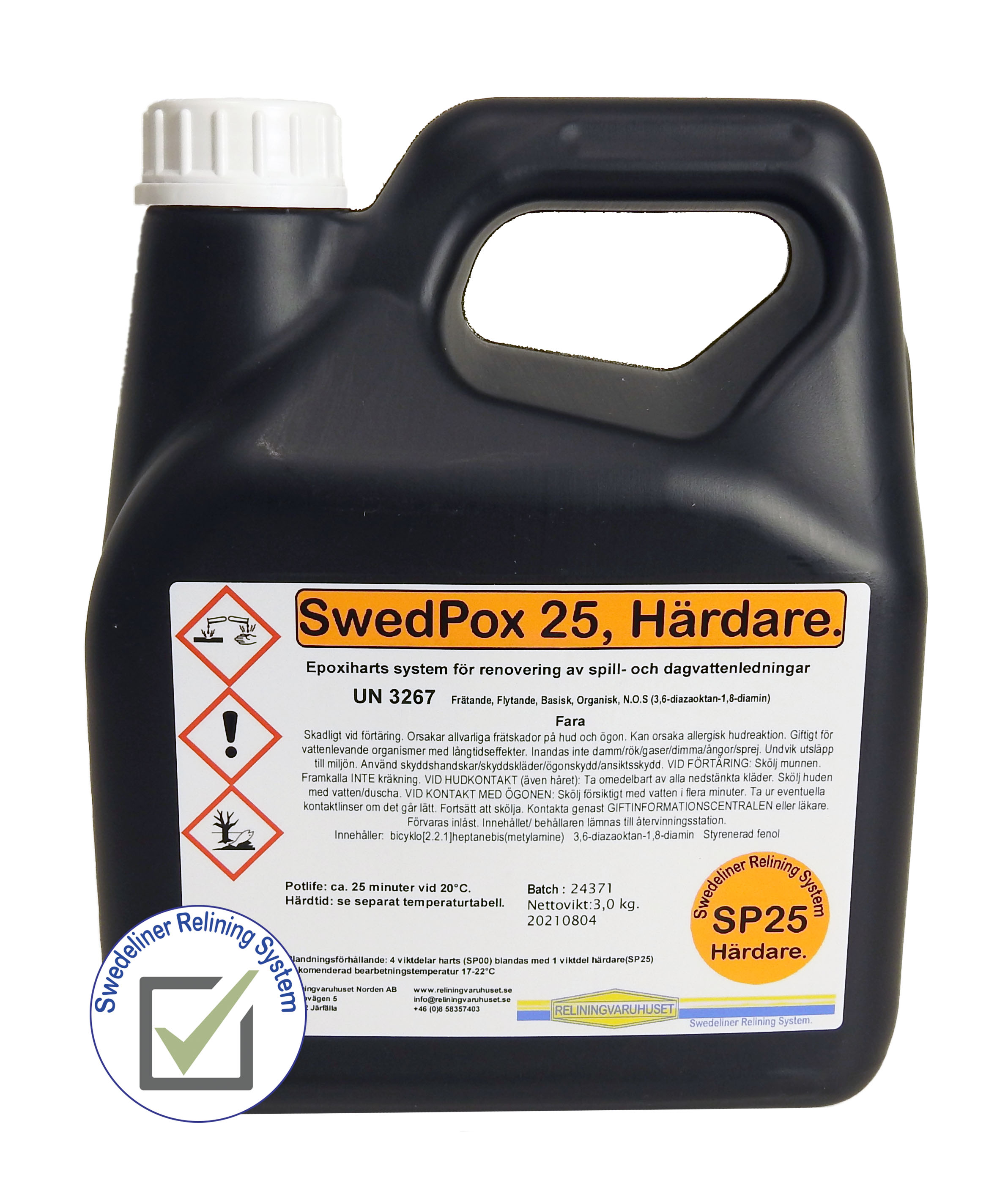 Epoxi härdare SwedPox 25, dunk 3kg.