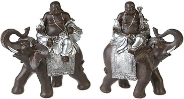 Stor Buddha Pa Elefant Silver