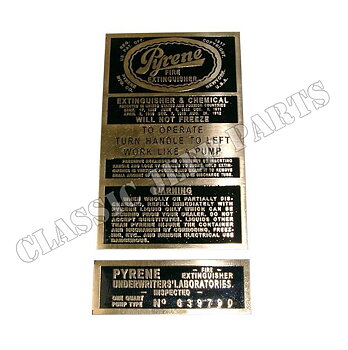 Fire extinguisher brass plate PYRENE