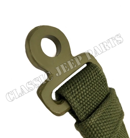 Safety strap set pair Olive Drab hardware rear bracket C-tip and Anchor marked hook - 4