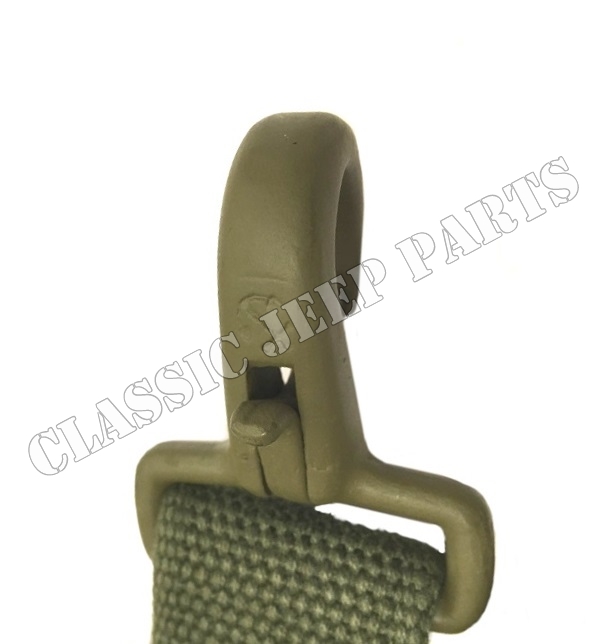 Safety strap set pair Olive Drab hardware rear bracket C-tip and Anchor marked hook - 3