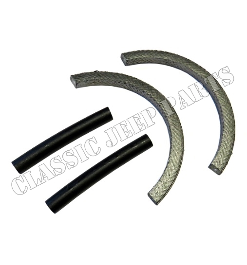 Crankshaft packing rear end set with preformed graphite halves and rubber sticks