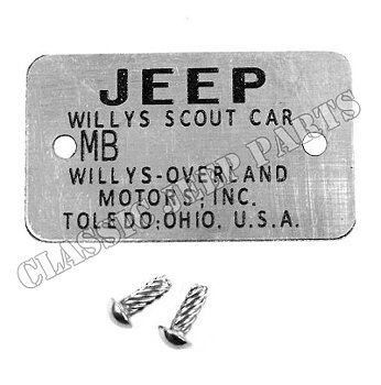 Data plate chassi with drive rivets WILLYS MB 1944-45