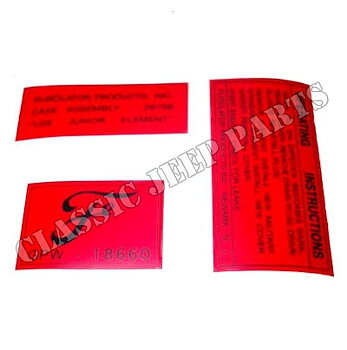 PUROLATOR decal set oil filter FORD GPW